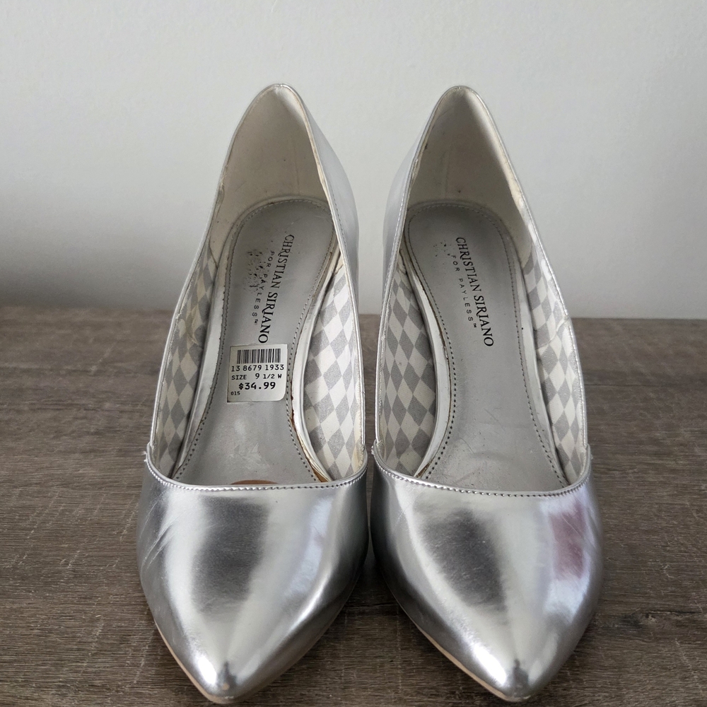 Christian Siriano Metallic Silver Pumps